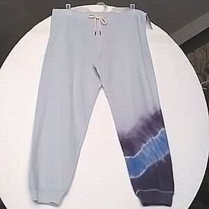 Sweatpants Jogging Tie-Dyed Light Blue Drawstring Cord and Cuffs Women's…
